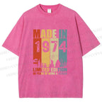 Unisex Vintage Rainbow Graffiti Printed Washed Tee