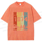 Unisex Vintage Rainbow Graffiti Printed Washed Tee