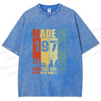 Unisex Vintage Rainbow Graffiti Printed Washed Tee