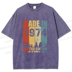 Unisex Vintage Rainbow Graffiti Printed Washed Tee