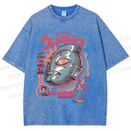 Unisex Japanese Ultraman Graffiti Printed Washed Tee
