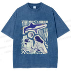 Unisex Vintage Graffiti Printed Washed Tee