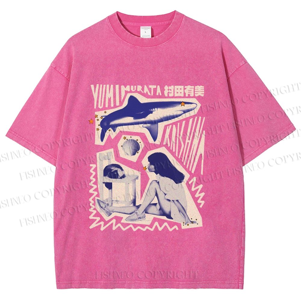 Unisex Vintage Graffiti Printed Washed Tee