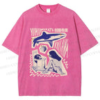 Unisex Vintage Graffiti Printed Washed Tee