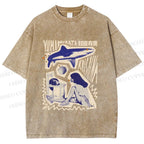 Unisex Vintage Graffiti Printed Washed Tee