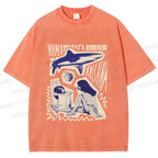 Unisex Vintage Graffiti Printed Washed Tee