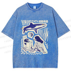 Unisex Vintage Graffiti Printed Washed Tee