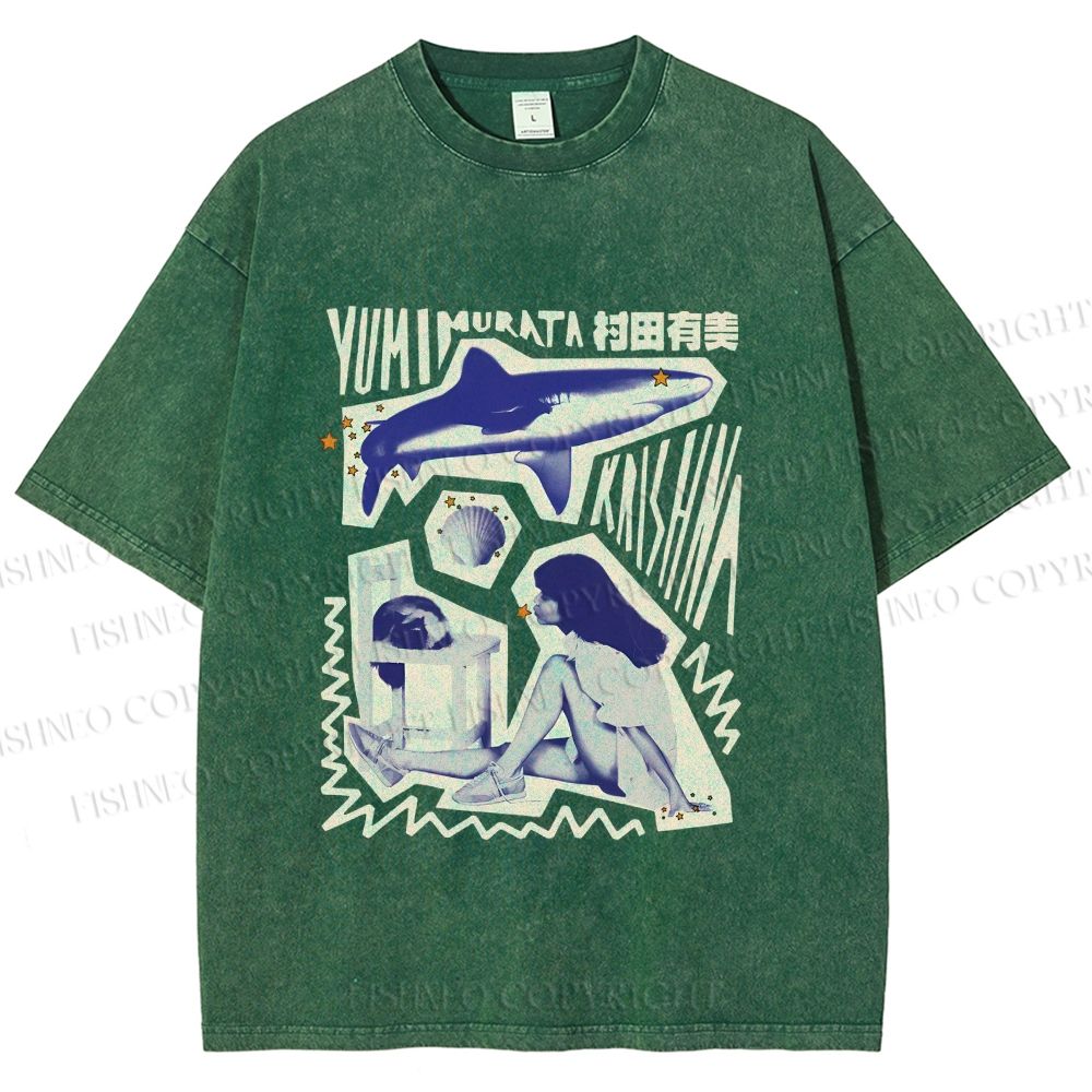 Unisex Vintage Graffiti Printed Washed Tee