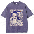 Unisex Vintage Graffiti Printed Washed Tee