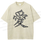Unisex Japanese Love Printed Washed Tee