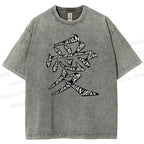 Unisex Japanese Love Printed Washed Tee