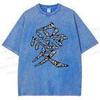 Unisex Japanese Love Printed Washed Tee