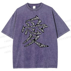 Unisex Japanese Love Printed Washed Tee