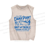 Unisex Vintage Fish Printed Washed Tank Top