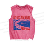 Unisex Vintage Beach Sea Wave Printed Washed Tank Top