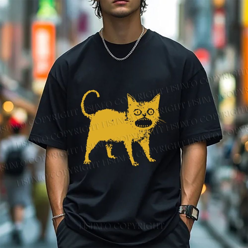 Unisex Horrible Japanese Cat Vintage Classic Cotton T-shirt