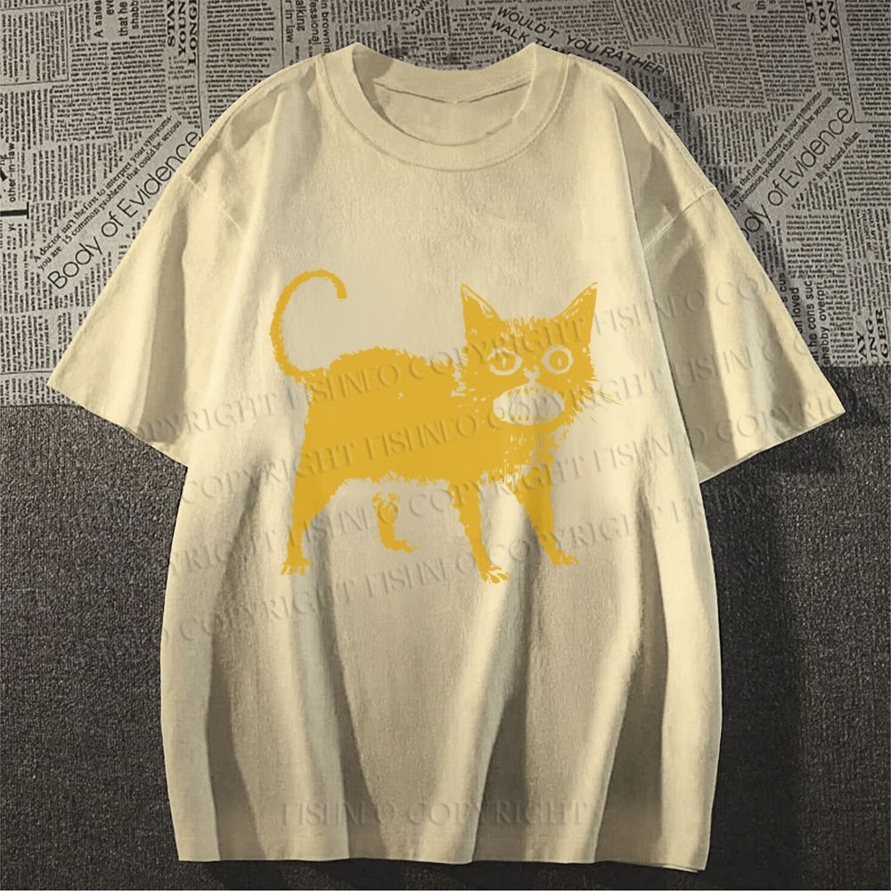 Unisex Horrible Japanese Cat Vintage Classic Cotton T-shirt