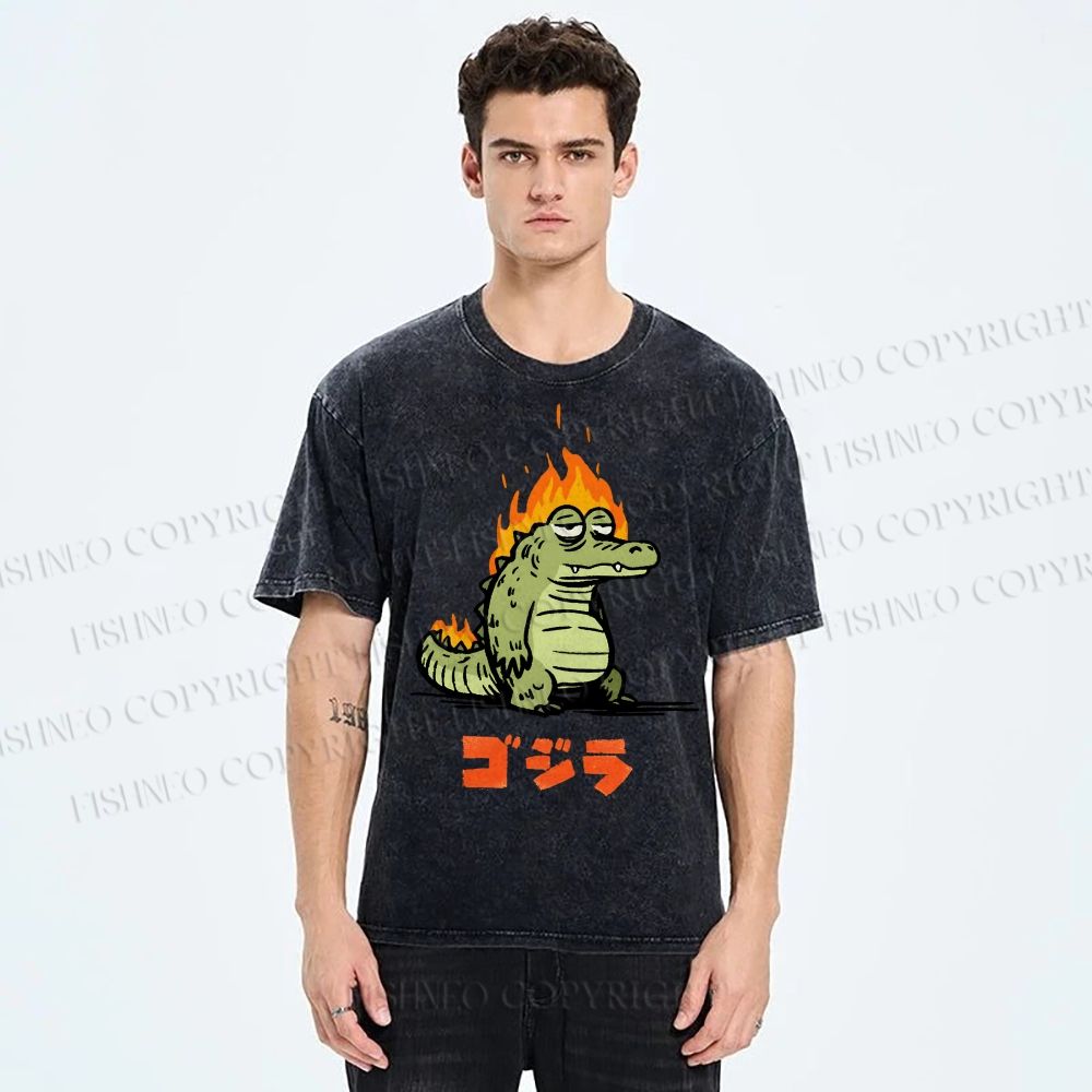 Unisex Monster Printed Washed Tee