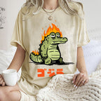 Unisex Monster Printed Washed Tee