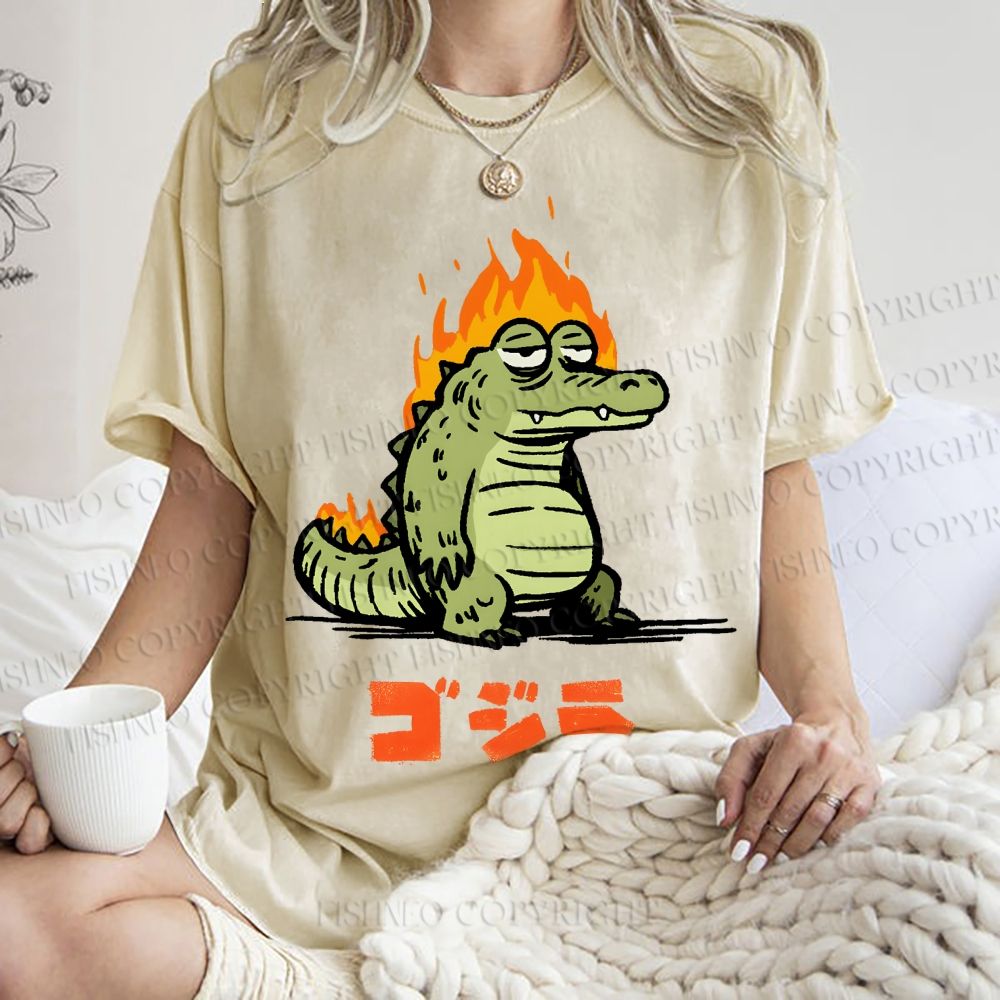 Unisex Monster Printed Washed Tee