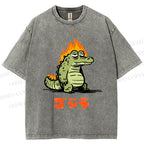 Unisex Monster Printed Washed Tee