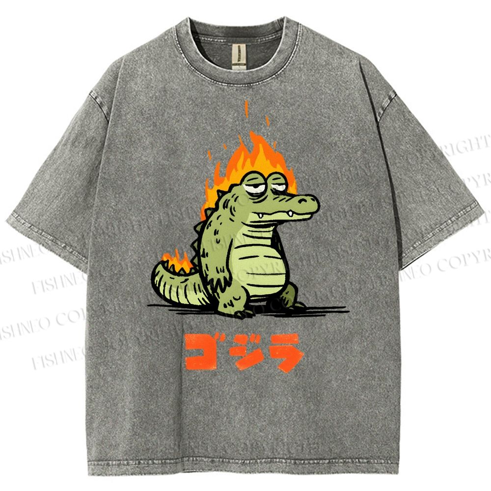 Unisex Monster Printed Washed Tee