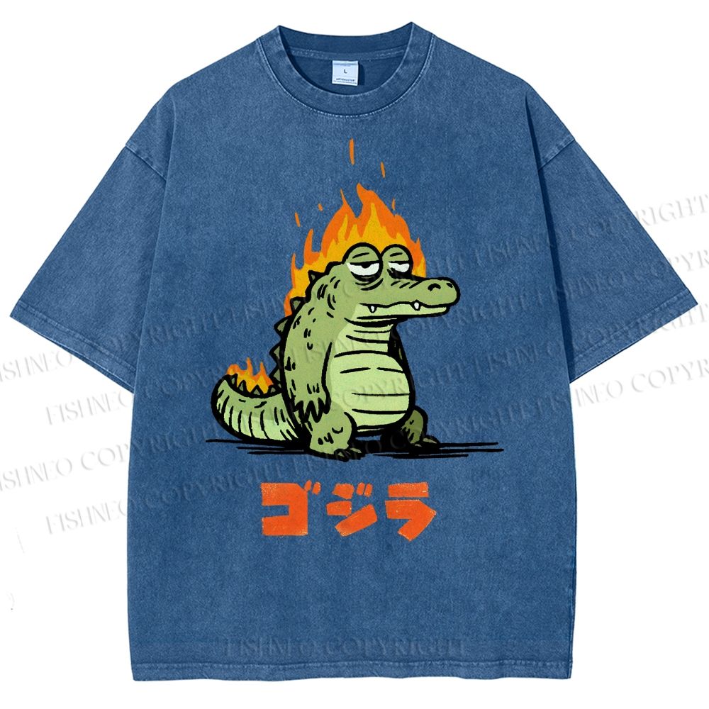 Unisex Monster Printed Washed Tee