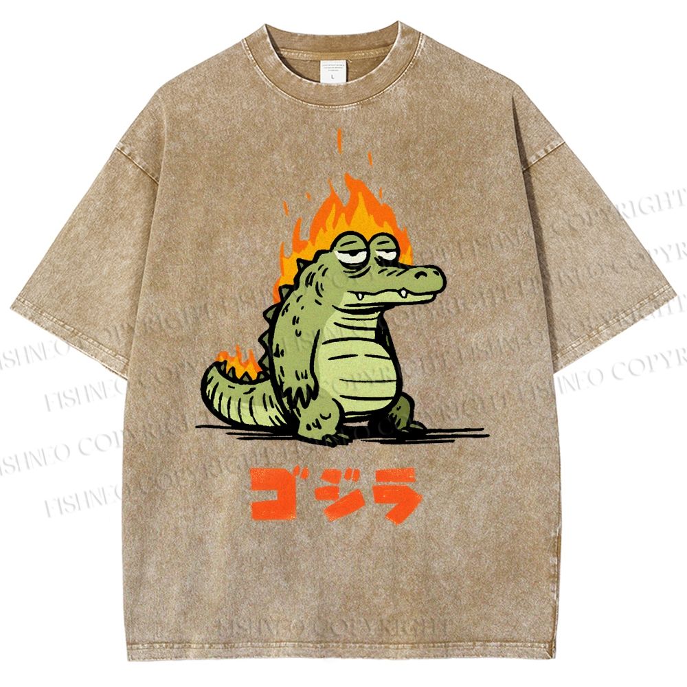 Unisex Monster Printed Washed Tee