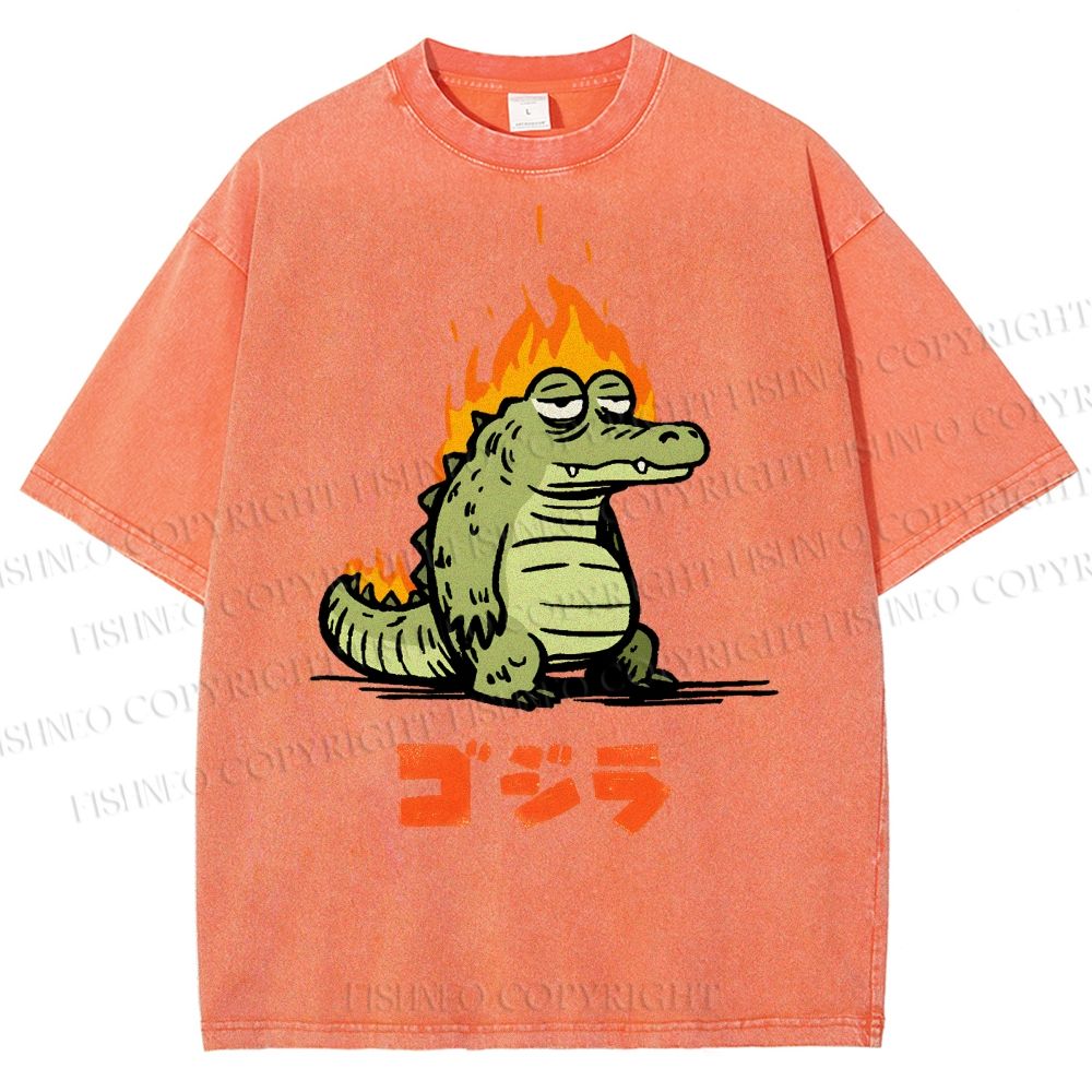 Unisex Monster Printed Washed Tee