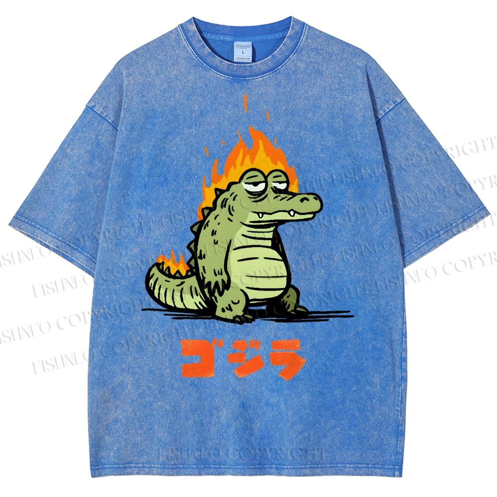 Unisex Monster Printed Washed Tee