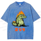 Unisex Monster Printed Washed Tee