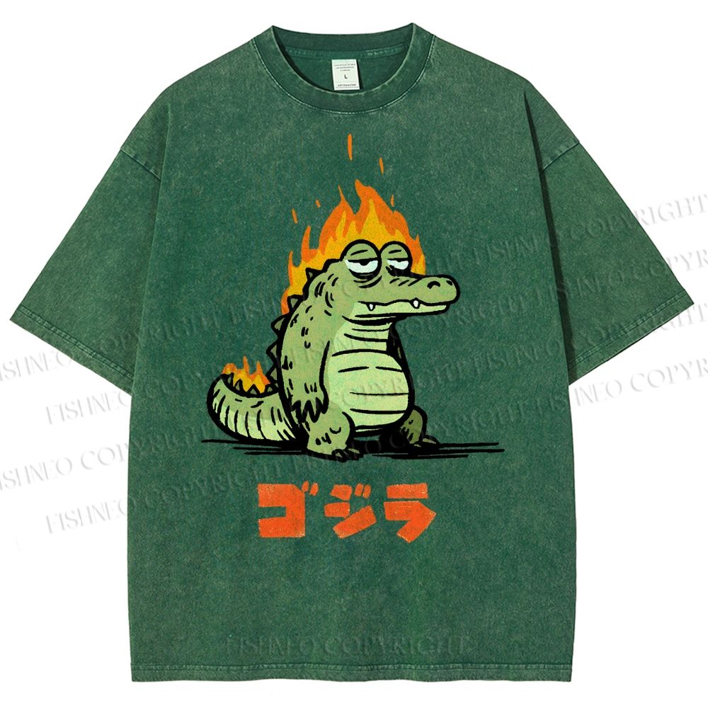 Unisex Monster Printed Washed Tee