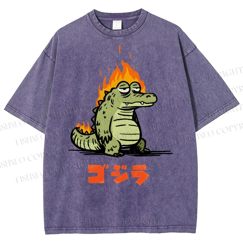 Unisex Monster Printed Washed Tee