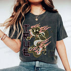 Unisex Dragon Printed Washed Tee