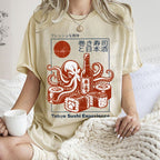 Unisex Sushi Japanese Sake Printed Washed Tee