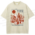 Unisex Sushi Japanese Sake Printed Washed Tee