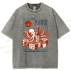 Unisex Sushi Japanese Sake Printed Washed Tee