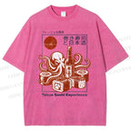 Unisex Sushi Japanese Sake Printed Washed Tee