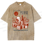 Unisex Sushi Japanese Sake Printed Washed Tee