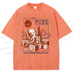 Unisex Sushi Japanese Sake Printed Washed Tee