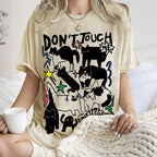 Unisex Cat Do Not Touch Me Printed Washed Tee