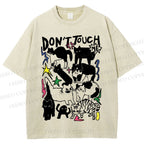 Unisex Cat Do Not Touch Me Printed Washed Tee