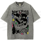 Unisex Cat Do Not Touch Me Printed Washed Tee