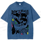 Unisex Cat Do Not Touch Me Printed Washed Tee