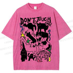 Unisex Cat Do Not Touch Me Printed Washed Tee