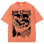 Unisex Cat Do Not Touch Me Printed Washed Tee