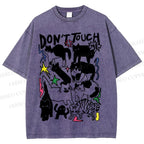 Unisex Cat Do Not Touch Me Printed Washed Tee