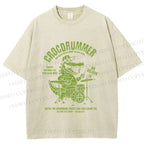 Unisex Vintage Crocdrummer Printed Washed Tee