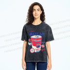 Unisex Vintage Japanese Drink Printed Washed Tee