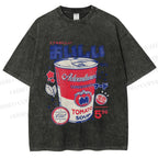 Unisex Vintage Japanese Drink Printed Washed Tee